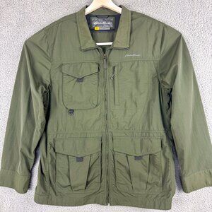 Eddie Bauer Jacket Mens Large Green Travex Voyager Utility Coat Ripstop Outdoor.